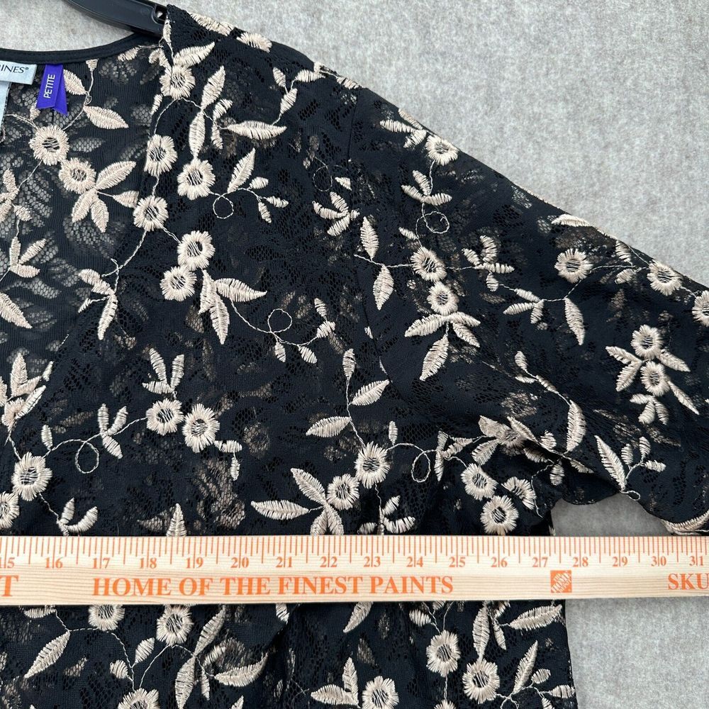 Catherines Cardigan Womens 2XWP Black Ivory Lace Embroidered Boho Cover Up - Picture 8 of 9